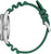 Pulsera de hombre vista de lado con caja de acero para el mecanismo y correa de silicona verde