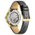 Fondo de reloj Citizen para hombre con movimiento automático plateado y correa de cuero negra