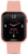 Reloj inteligente unisex con correa de silicona rosa y pantalla negra