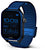 Smartwatch con correa de tela azul, botón lateral y pantalla redonda con hora 10:09
