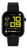 Reloj inteligente unisex con correa de silicona negra y pantalla negra, números amarillos