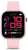 Smartwatch con caja rosa y correa de silicona rosa, pantalla digital con hora