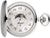 Reloj plateado para hombre con esfera redonda, números romanos y detalle de fases lunares