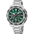 Reloj de hombre con esfera verde, diseño de cronógrafo y correa de acero inoxidable