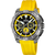 Reloj cronógrafo para hombre con correa de silicona amarilla y esfera negra