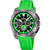Reloj deportivo para hombre con correa de silicona verde, caja de acero inoxidable y cronógrafo