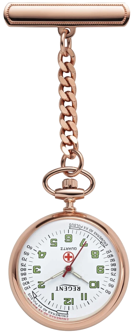 Reloj de bolsillo con esfera redonda, cadena y mosquetón; acabado en tono oro rosa