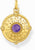 Colgante de cadena chapado en oro con ojo redondo, estrellas y piedra morada
