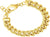 Pulsera de cadena de oro con cierre de mosquetón y placa de marca en el eslabón