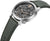 Pulsera de hombre con correa de cuero verde, caja de acero inoxidable y esfera analógica de calavera