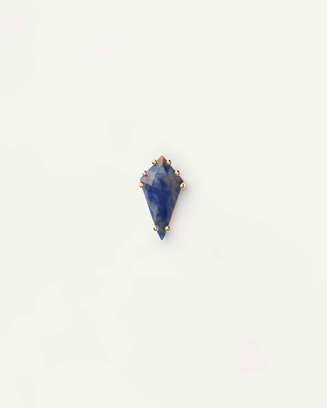Pendiente individual con gema azul en forma de gota y baño de oro de 18 quilates