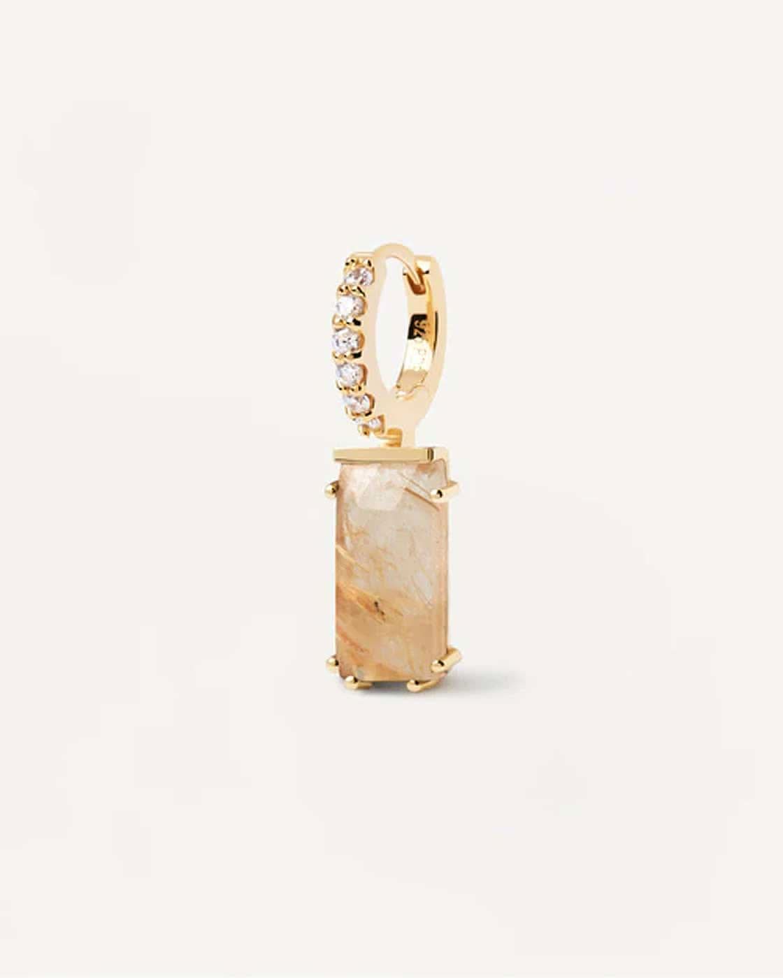 Collar con circonitas y colgante de piedra rectangular, chapado en oro de 18 quilates