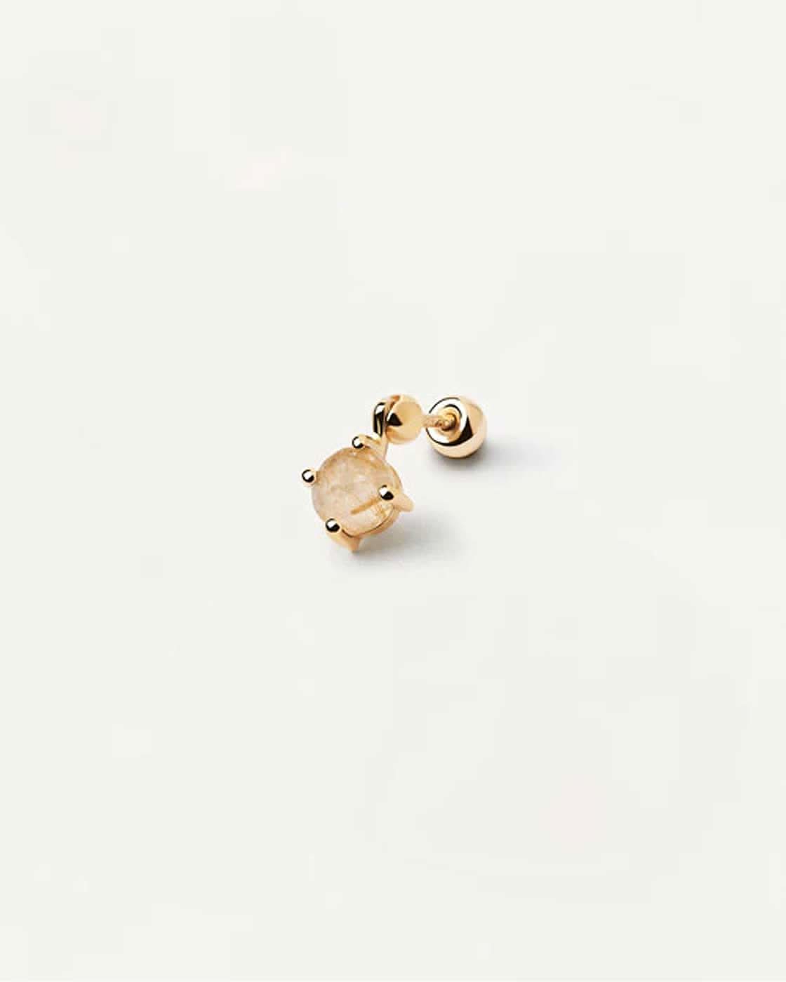 Pendientes dorados con colgante de piedra semipreciosa ovalada