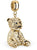Colgante de oso de acero inoxidable con diamantes de imitación, oso sentado, ojal dorado
