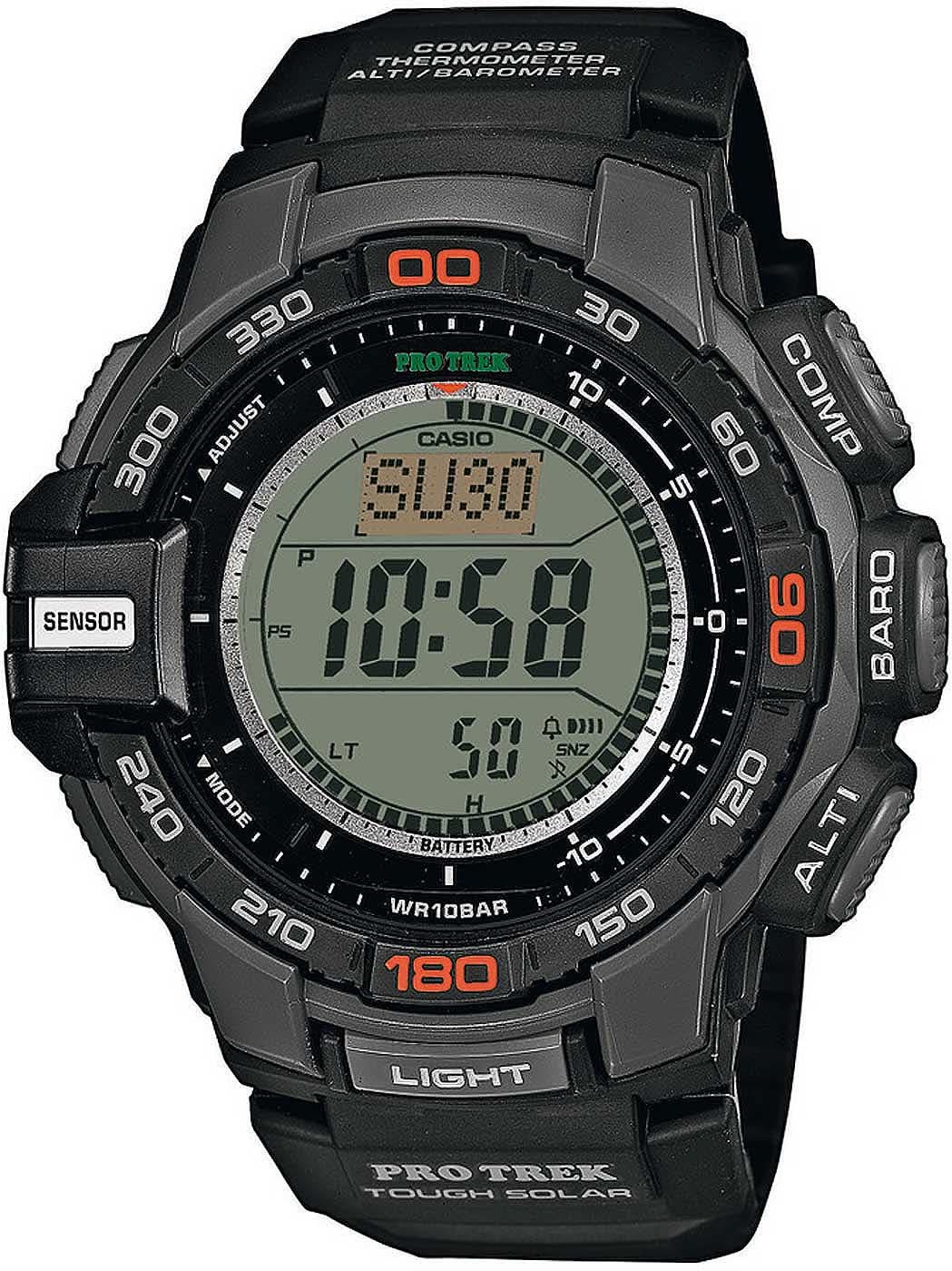 Reloj de hombre con pantalla digital negra, caja robusta y correa de caucho