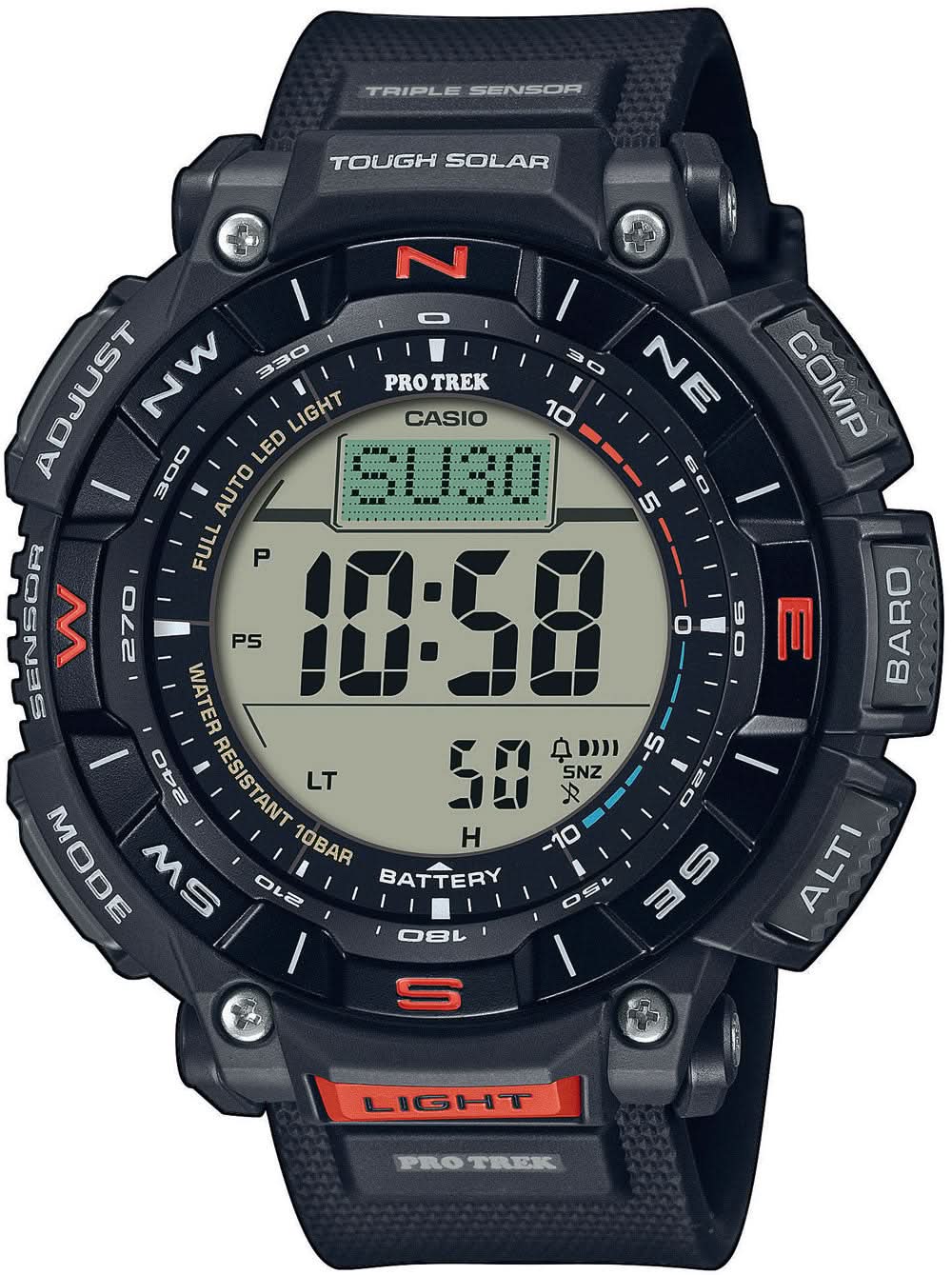 Reloj para hombre con pantalla digital Tough Solar, caja negra y correa textil negra