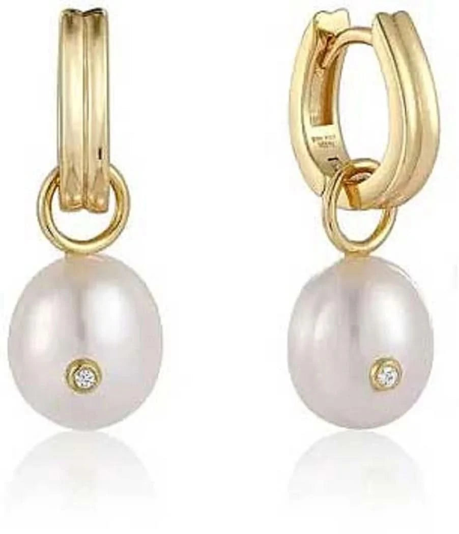 Aros ANIA HAIE con colgante de perla ovalada y circonitas