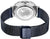 Reverso del reloj de hombre con grabado y correa milanesa azul
