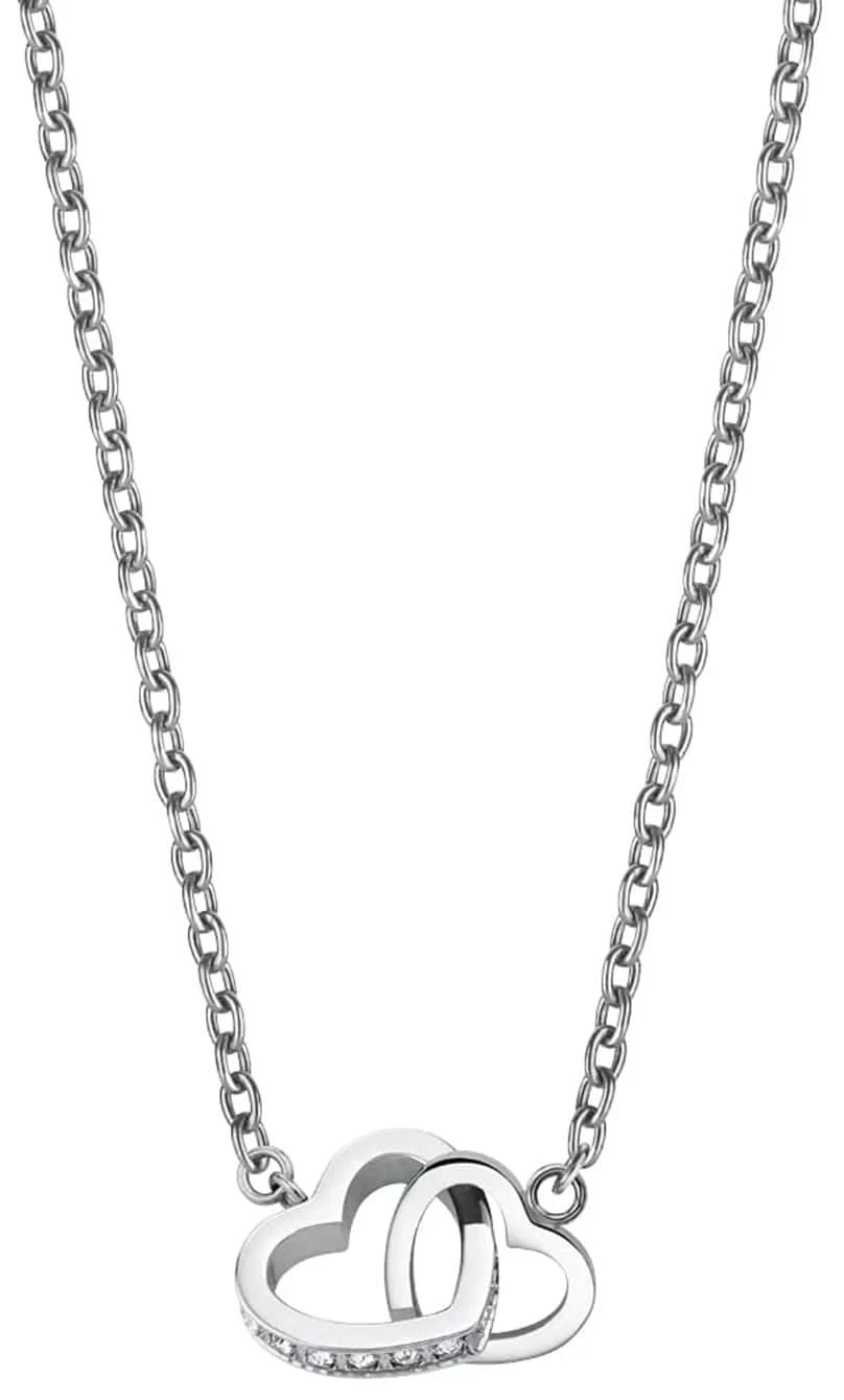 Bering collar con colgante de corazón, plateado, con piedras brillantes
