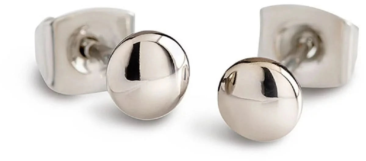 Pendientes de bola pulidos de alto brillo, Boccia Jewelry 05013-01, plateados, con cierre de presión