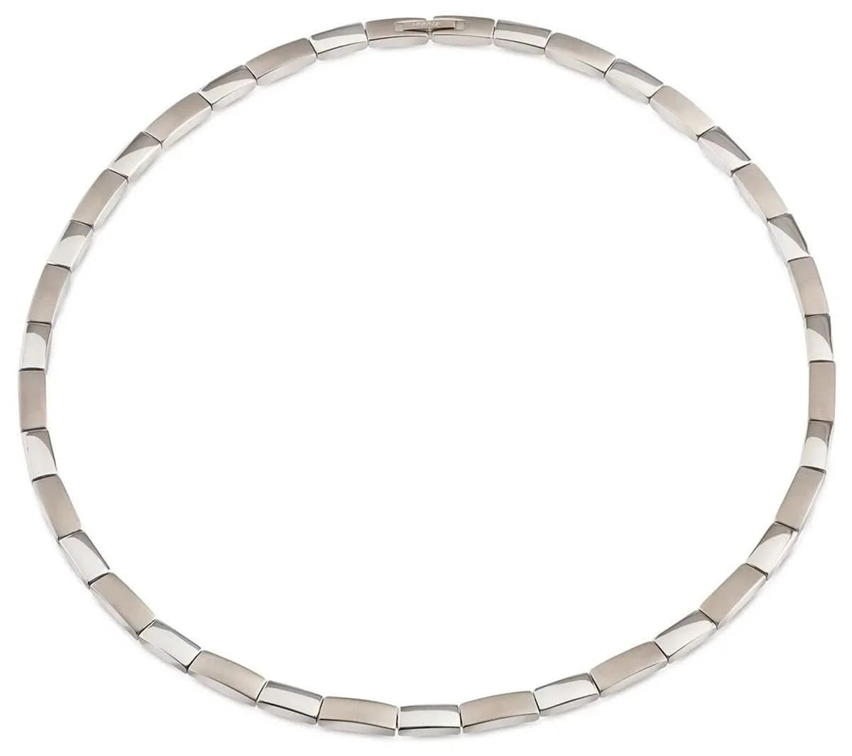 Collar Boccia Jewelry con cadena de eslabones plateados y elementos rectangulares