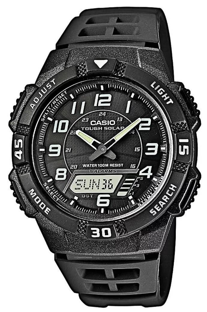 Reloj de pulsera CASIO para hombre, negro, con esfera grande, pantalla híbrida y correa de plástico