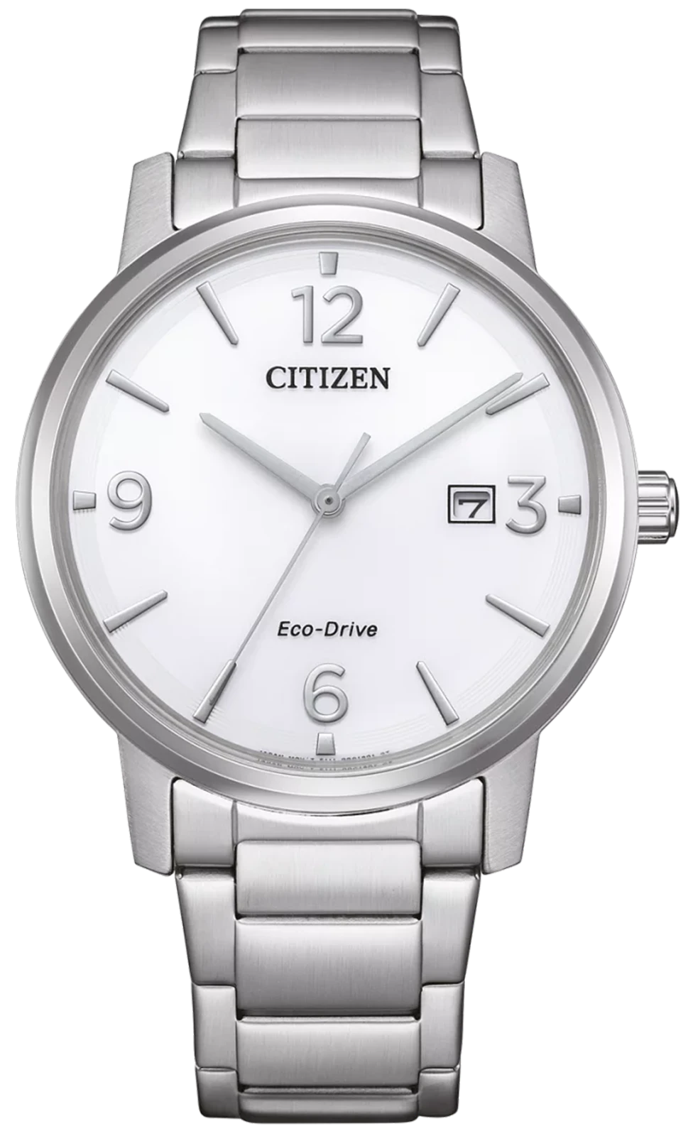 Reloj de hombre con correa de acero inoxidable plateado y esfera, Citizen Eco-Drive