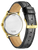 Reloj bicolor para hombre con esfera blanca, correa de cuero negra y tapa trasera grabada