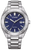 Reloj de hombre con esfera azul y correa de acero inoxidable, fecha a las 7 en punto
