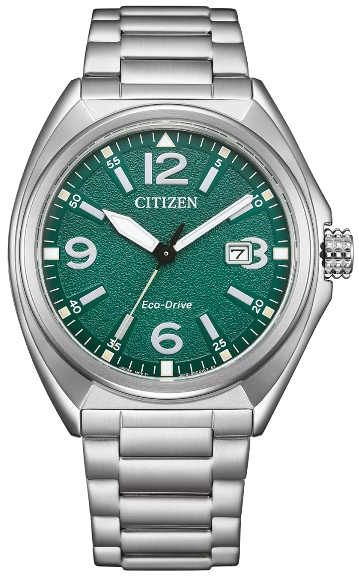 Reloj Citizen para hombre con esfera verde y Eco-Drive, correa de acero inoxidable
