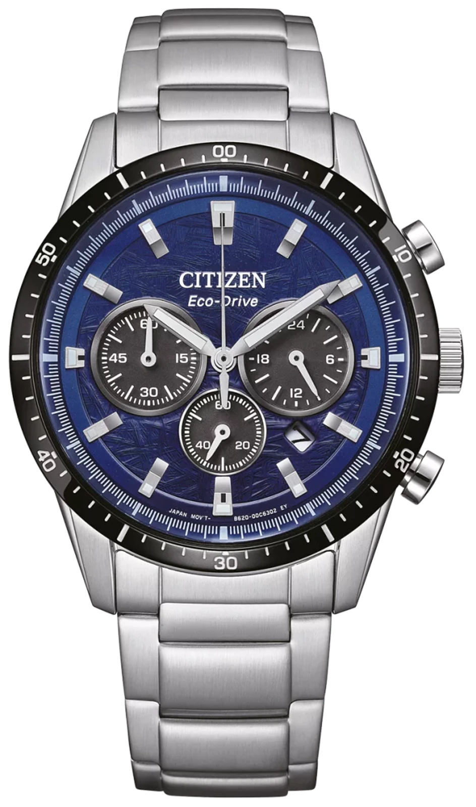 Reloj Citizen para hombre con esfera azul y correa de acero inoxidable, subesferas de cronógrafo
