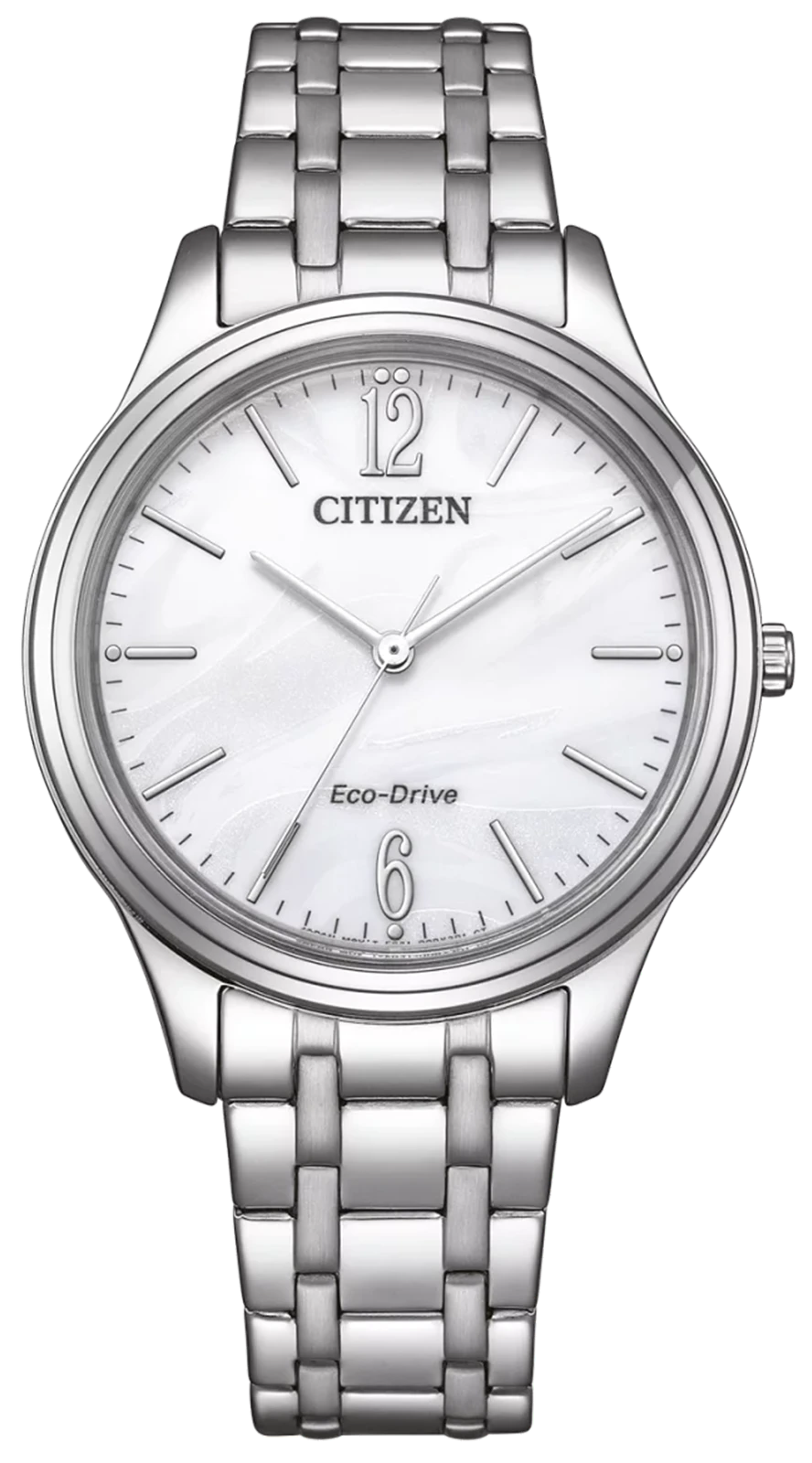 Citizen Elegant reloj de mujer con pulsera de acero inoxidable plateado y esfera blanca