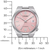 Reloj de hombre con esfera rosa y correa de metal plateado, bisel redondo