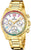 Reloj Festina para mujer con brazalete de metal dorado, esfera blanca y bisel de arcoíris, cuarzo