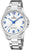 Reloj solar Festina para hombre de acero inoxidable con esfera blanca y manecillas azules, brazalete de metal