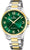 Reloj solar Festina para hombre, acero bicolor/oro, esfera verde con índices y agujas