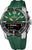 Reloj de radio para hombre con esfera verde, bisel de titanio y correa de silicona verde