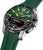 Reloj de radio para hombre con esfera verde, controles negros y correa verde