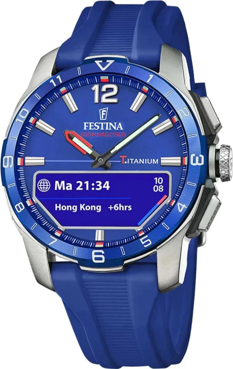 Reloj de hombre con esfera azul, estampado de titanio y correa de silicona azul, caja de acero inoxidable