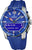 Reloj de hombre con esfera azul, estampado de titanio y correa de silicona azul, caja de acero inoxidable