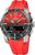 Reloj conectado para hombre con correa de silicona roja y esfera negra, caja de titanio