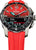 Reloj conectado para hombre con correa de silicona roja, esfera negra y caja de titanio