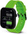 Reloj inteligente unisex con correa de silicona verde, pantalla negra y corona en el borde