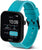 Smartwatch con correa de silicona turquesa y corona lateral, pantalla 10:09.