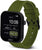 Smartwatch con correa de silicona verde, pantalla negra y corona lateral