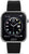 Smartwatch con correa de silicona negra y pantalla rectangular con borde de pedrería