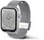 Reloj inteligente para mujer con correa de malla plateada, botón lateral y caja con incrustaciones de diamantes de imitación