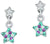 Pendientes de botón con forma de estrella, con pedrería, turquesa-violeta, colgando de ganchos de plata