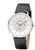 Reloj s.Oliver REGENT-BA con correa de cuero negra, caja redonda plateada y esfera blanca.