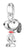 Charm colgante de plata con Snoopy, adornos de pavé y collar rojo